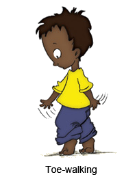 Autism behavioral illustration: Toe-walking