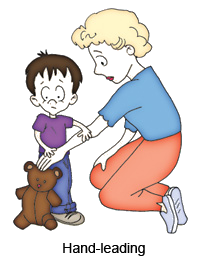 Autism behavioral illustration: Hand-leading