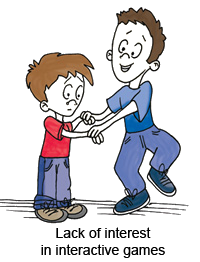 Autism behavioral illustration: Lack of interest in interactive games