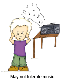 Autism behavioral illustration: May not tolerate music